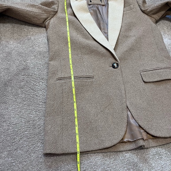 J. Crew Alfie Blazer with Contrast Collar Italian Cotton Wool Tan Size 6 - Picture 11 of 11